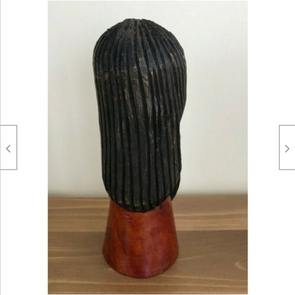 Hand Carved Wood African Bearded Face Statue Figurine 7" Tall Decoration - Picture 4 of 6